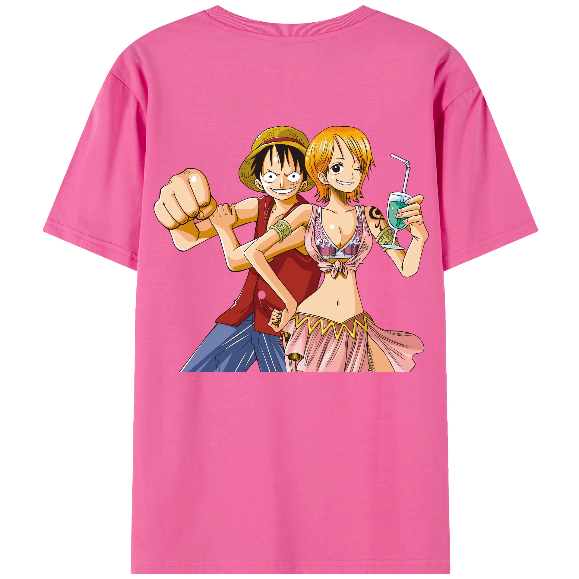 ワンピース モンキー・D・ルフィ ONE PIECE Monkey D. Luffy レディース半袖Tシャツ(バックプリント)